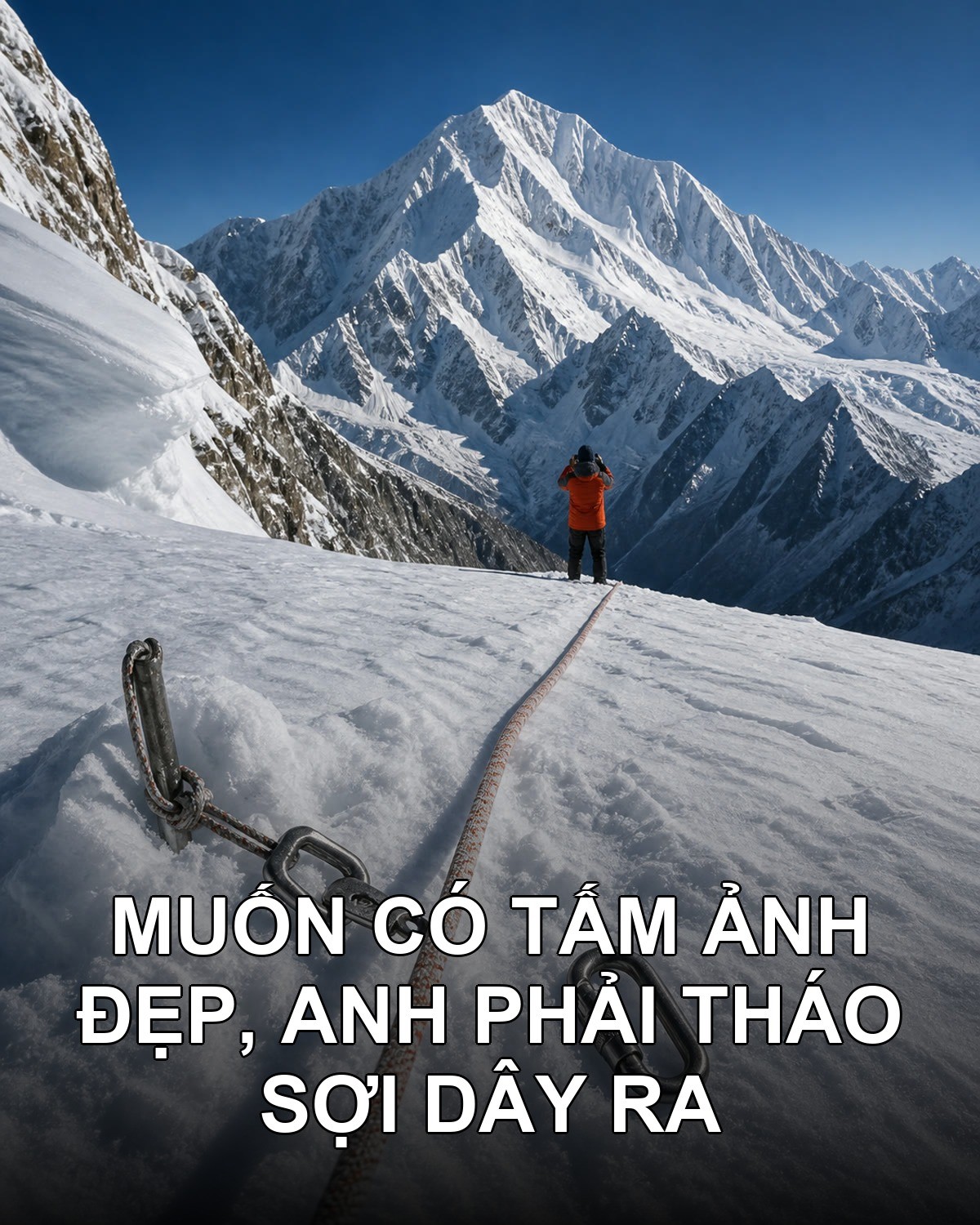 Người dẫn đường tháo dây để chụp cho khách tấm ảnh