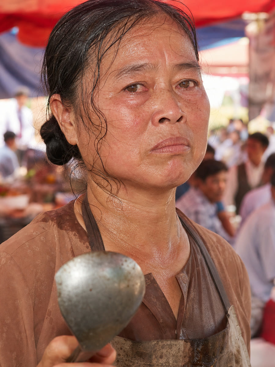 Tôi nấu cỗ cưới thuê hai mươi năm, giữa tiệc bà mẹ chú rể bắt tôi mở từng nồi ra đếm trước mặt bốn mươi mâm khách, rồi đuổi cả tổ bếp xuống sân sau ăn cơm thừa