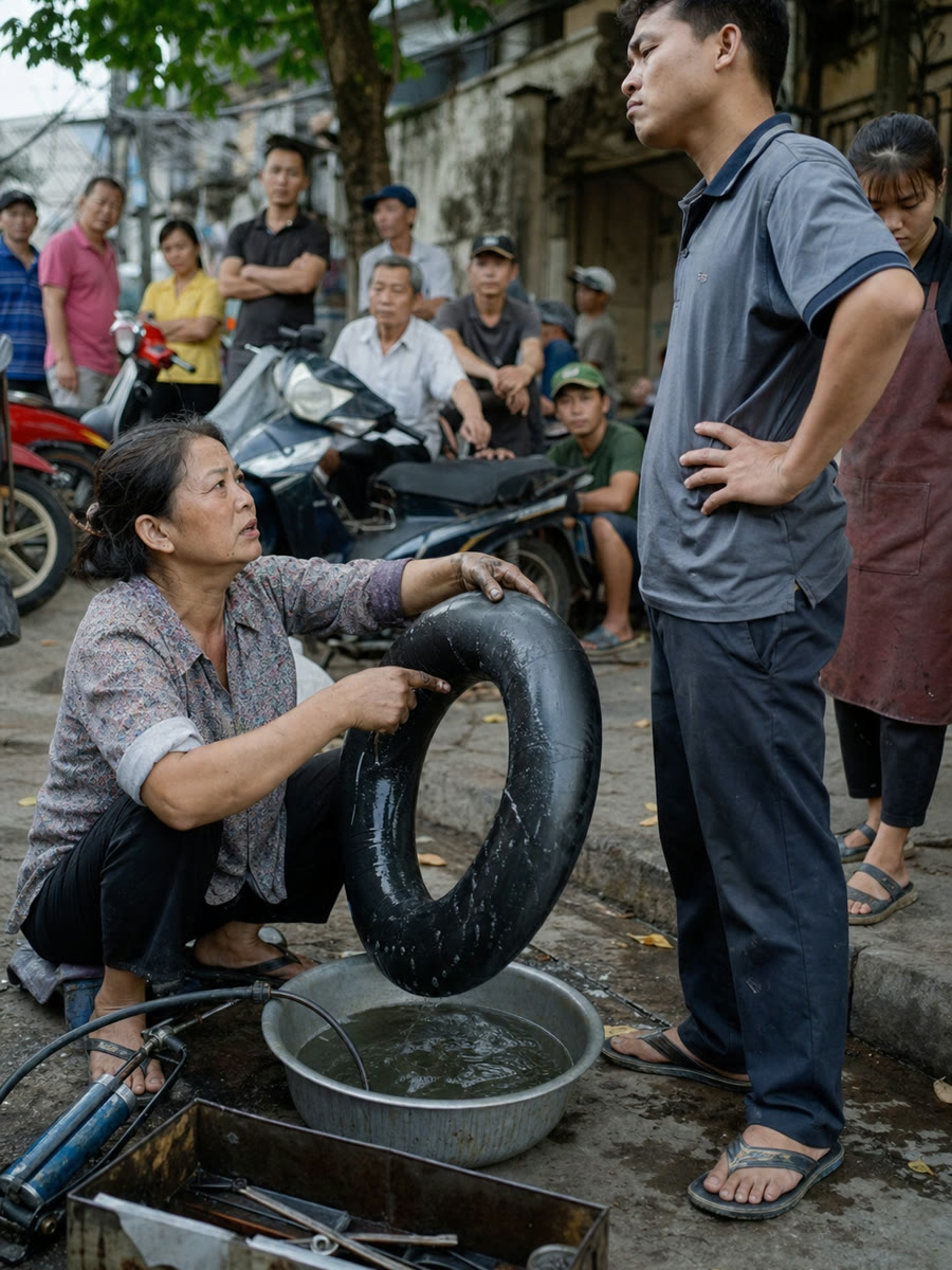 Cậu chủ tiệm xe máy chỉ mặt tôi giữa quán nước, bảo tôi rải đinh trên dốc để kiếm khách vá, rồi cậu ấy đuổi con bé rửa xe trước mặt cả tiệm, và sáng hôm sau tôi xách cái chậu nhôm đi ngược lên dốc