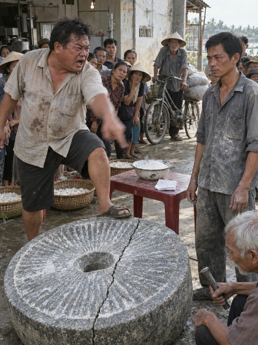 Ông chủ xưởng bột lôi tôi ra giữa sân, bắt tôi liếm cái cối nứt trước mặt cả bến