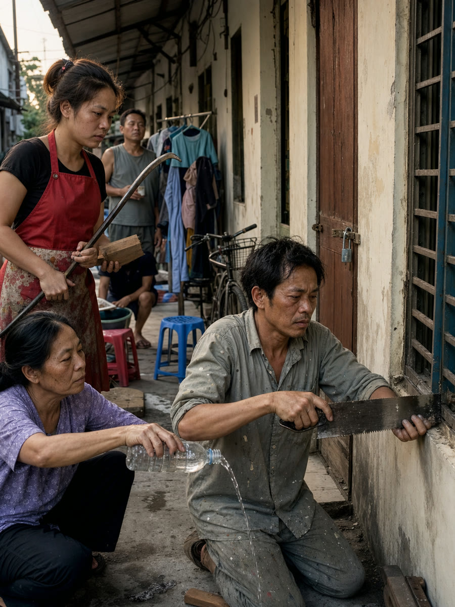 Chị tám tuổi hâm cơm cho em ba tuổi trong căn trọ khoá ngoài — nồi cơm trào làm tắt bếp, và không ai trong phòng biết cái van vẫn mở