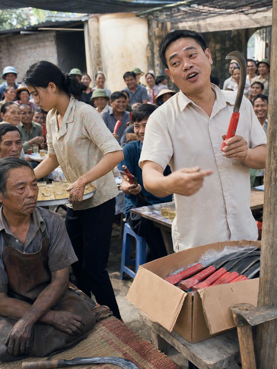 Cả làng nghe cậu chủ đại lý chỉ vào lò rèn nhà tôi: "Nó rèn dao bằng lò than, các bác mua về mà chặt củi"