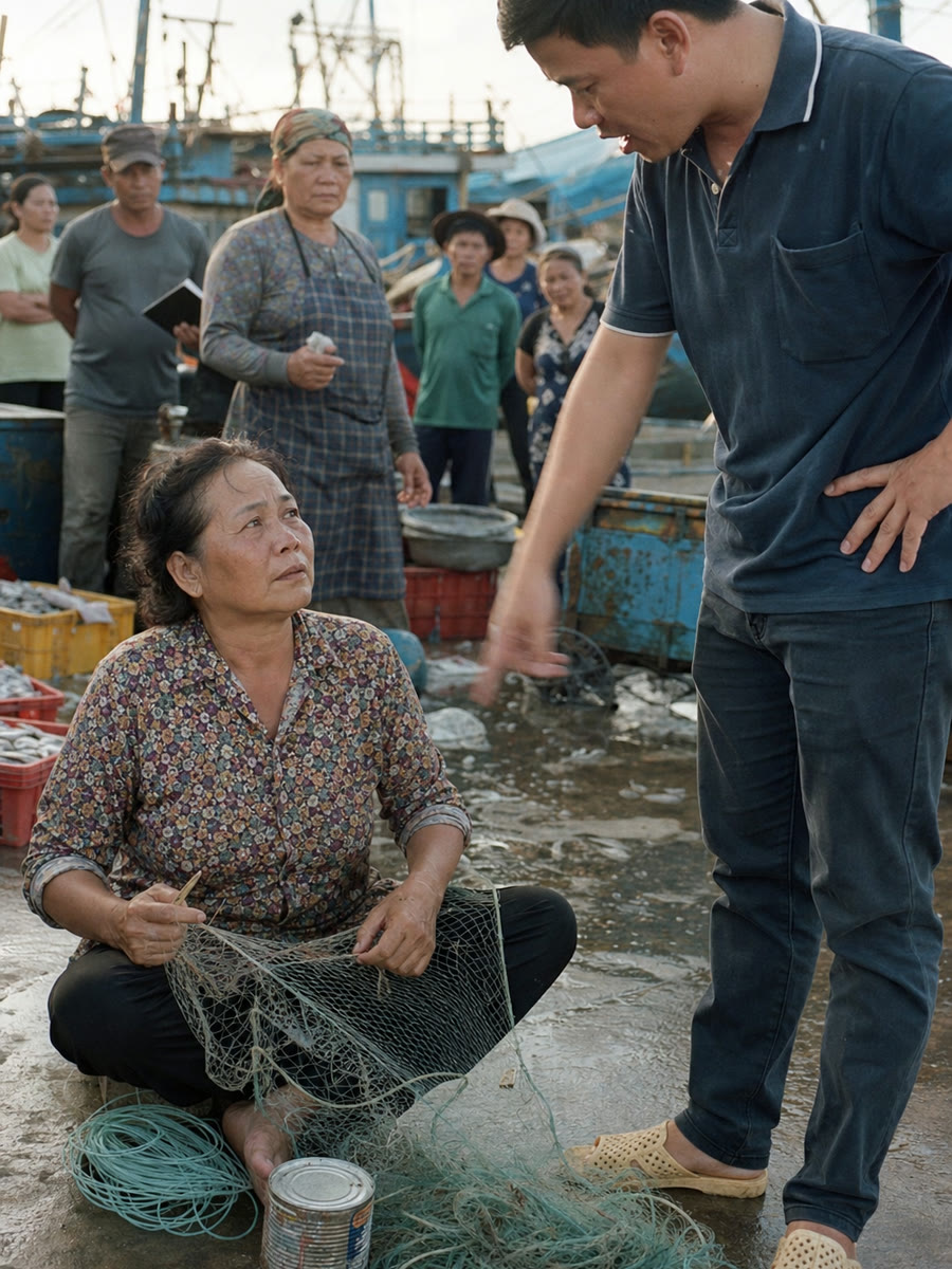 Cậu chủ vựa bảo tôi ngồi vá cái đống rẻ rách ấy cả đời cũng không bằng một tấm lưới mới, và tối đó tôi trải tấm lưới ra sân thêm một lần nữa