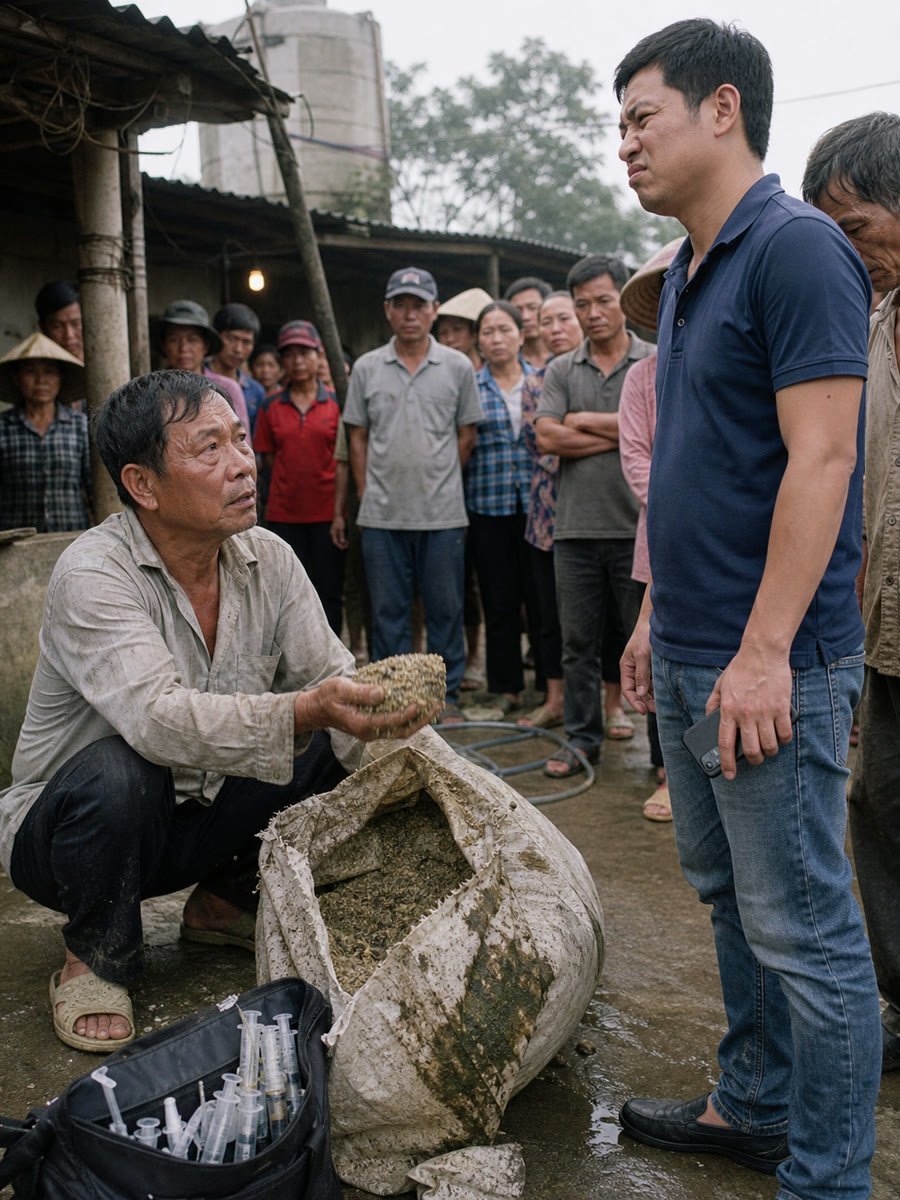 Cậu ấy đòi tôi bốn mươi lăm triệu giữa sân trại, rồi tôi bảo cậu ấy thọc tay vào bao cám nằm dưới chỗ dột
