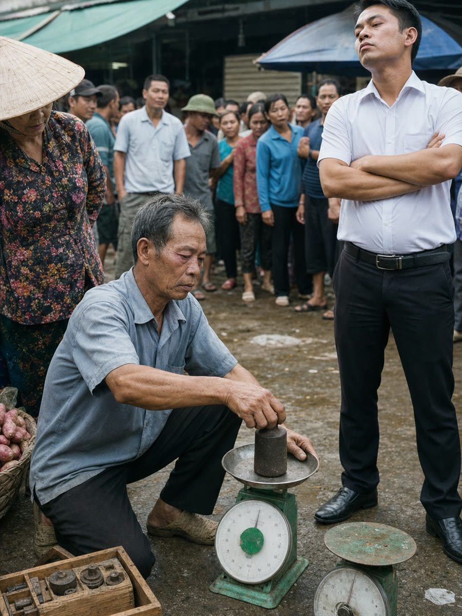 Cậu quản lý trẻ đứng giữa chợ bảo tôi chỉnh cân điêu ăn tiền, rồi ép hội tiểu thương cấm tôi vào chợ