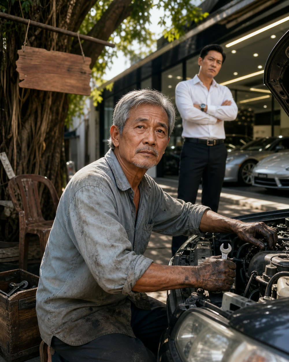 Gã chủ showroom xe sang mắng ông thợ sửa xe đầu hẻm là 'đồ hạ đẳng', cho ba ngày dẹp sạp
