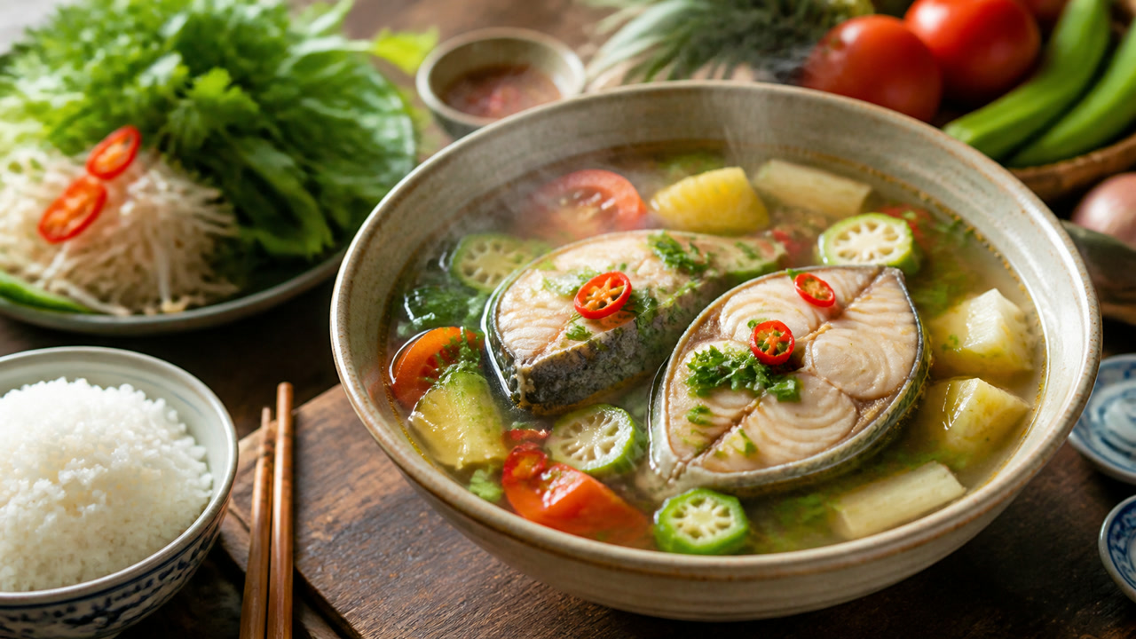 Canh chua cá nước trong veo, rau còn giòn