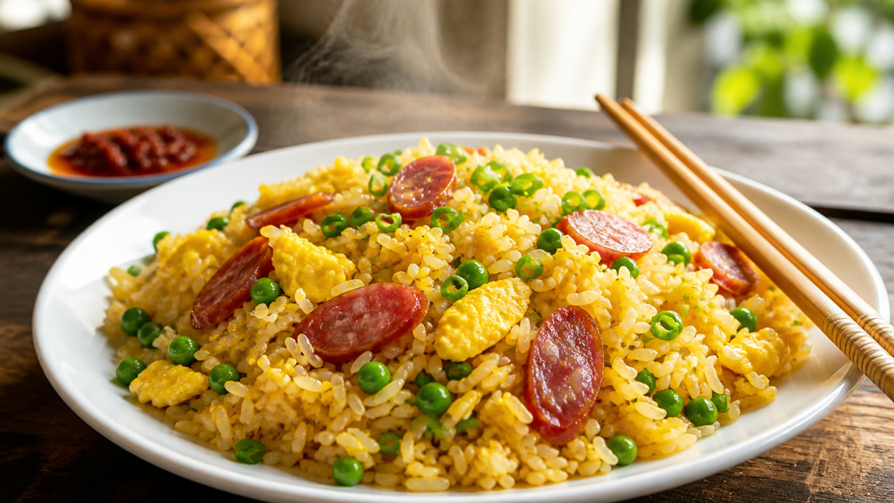 Cơm rang tơi hạt, không bết, không nát